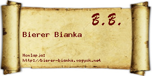 Bierer Bianka névjegykártya